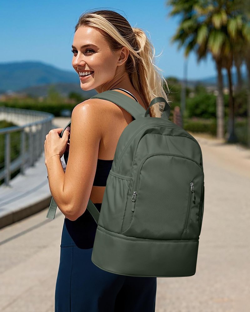 VENATIN Gym Backpack for Women Men, Lightweight Gym Bag with Shoe Compartment, Waterproof Sports Backpack with Wet Pocket, Green