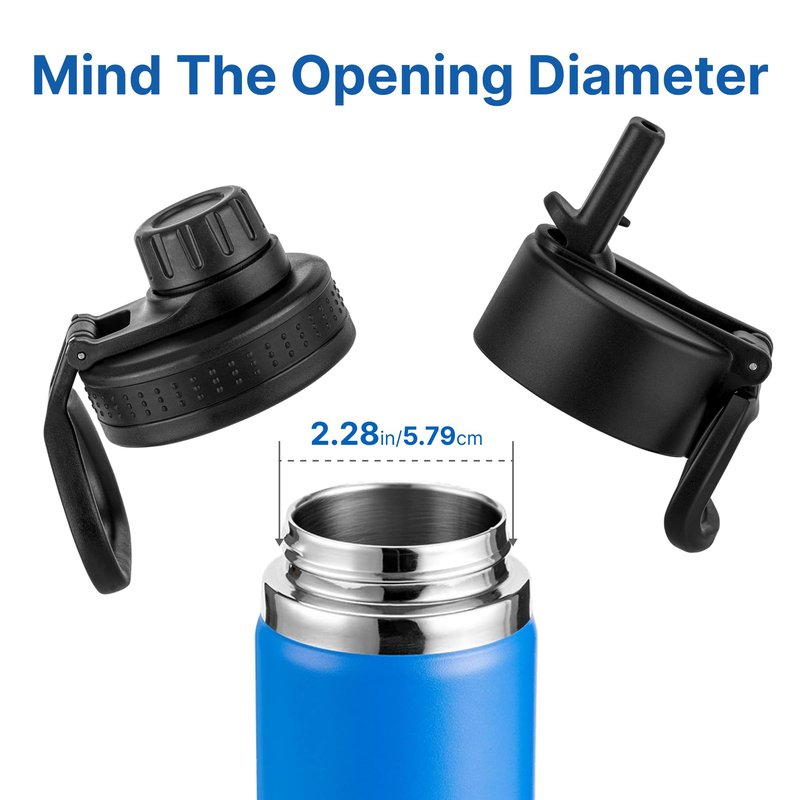 Prurex Replacement Lids for Hydro Flask 12 16 18 20 32 64 oz Wide Mouth Bottles, Water Bottle Accessories Lids Combination for 2.28" Wide Mouth Bottle(Spout&Straw)