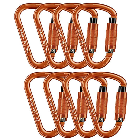 Auto Locking Carabiner Heavy Duty Carabiner 25kN Climbing Carabiner Climbing Equipment Safety Carabiners for Rappelling, Hammocks, Rescue, Dog Leash, Swing (Orange-8PCS)