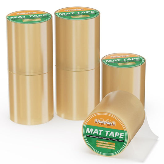 Powerber Wrestling Mat Tape 4'' - Clear Mat Tape Wrestling, PVC Wrestling Tape for Mats, 6 Rolls