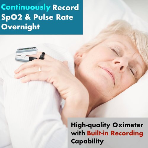 EMAY Sleep Oxygen Monitor - Bluetooth Pulse Oximeter with 72-Hour Memory & App for SpO2 Tracking