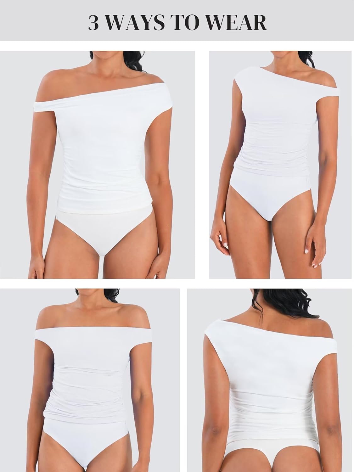 Sunzel Women's Off-Shoulder Crop Top - Trendy Y2K Tank with Asymmetrical Neckline & Ruched Detail