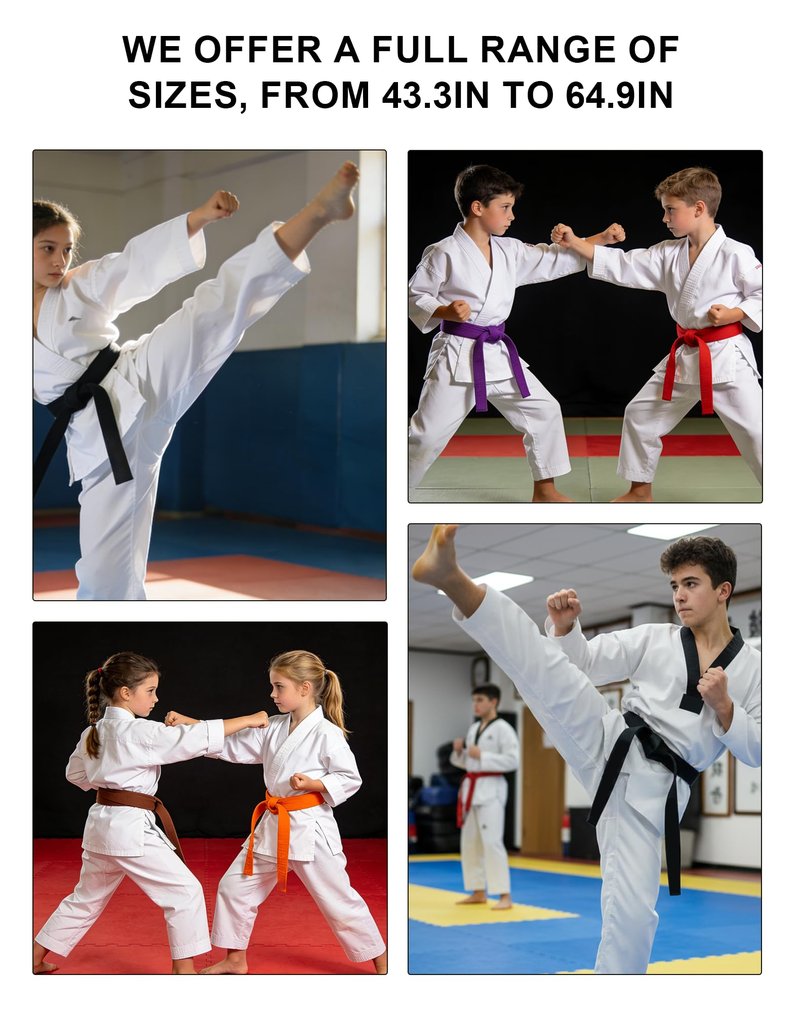 VKT Kids Youth Karate Pants Taekwondo Uniform White Gi Martial Arts Elastic Waist gi jiu Jitsu Trousers for Training or Competition White 130