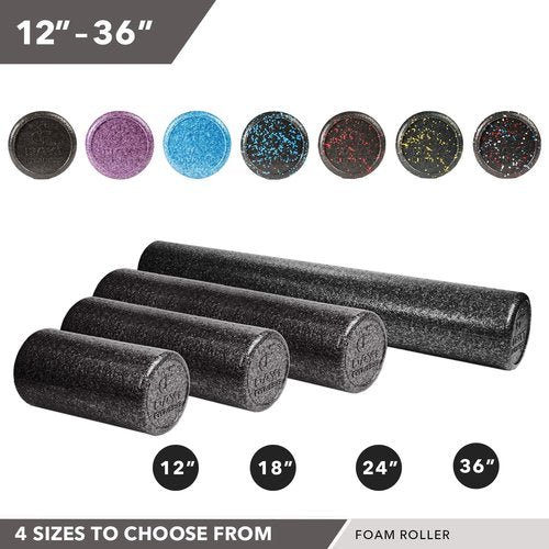 Day 1 Fitness High Density Muscle Foam Roller - Ideal for Deep Tissue Massage & Pain Relief - Speckled Red, 12”