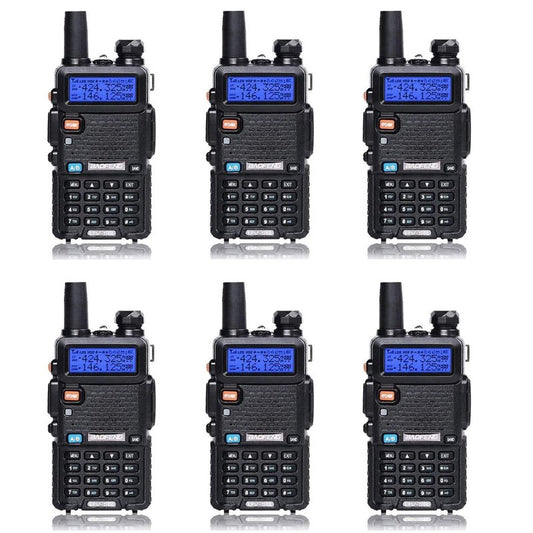Baofeng UV-5R Dual Band Two Way Radio Handheld Ham Radio Long Range Walkie Talkies Pack of 6 for Hiking Camping Hunting Skiing Trip(Black)