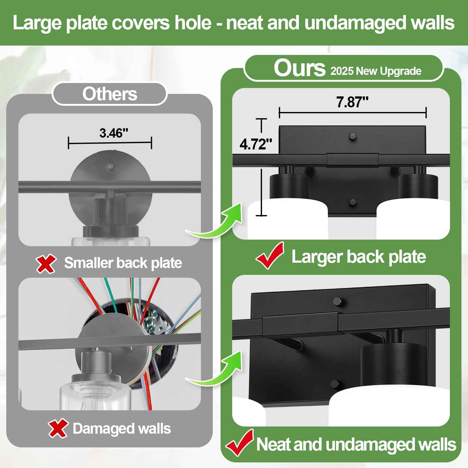 4-Light Bathroom Vanity Light Fixture, Matte Black Finish with Frosted Glass Shades, Modern Bathroom Light Fixtures for Mirror, Living Room, or Bedroom, E26 Socket