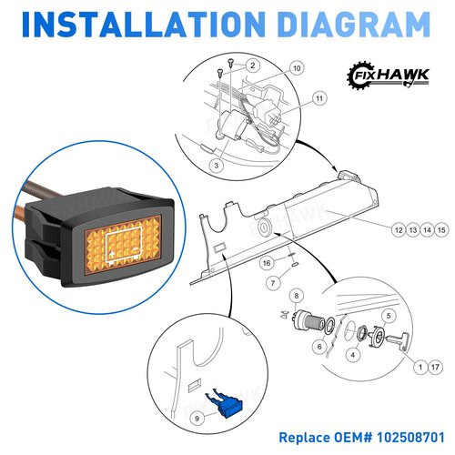 FIXHAWK 48-Volt Battery Warning Light with CDM Reading Capability for Club Car Precedent 2004-2014 Electric Golf Cart,Replace OEM 102508701