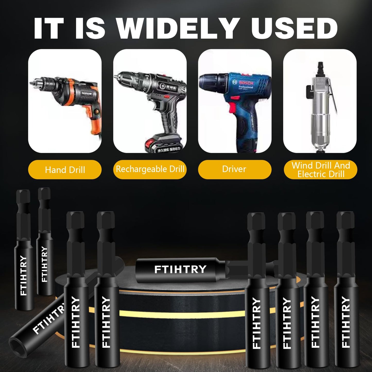 FTIHTRY 1/4”Magnetic Extension Socket Drill Bit Holder, 60mm 100mm 150mm Long(2.36-9"), 9pcs Screwdriver Extension, Quick-Change Hex Shank Set