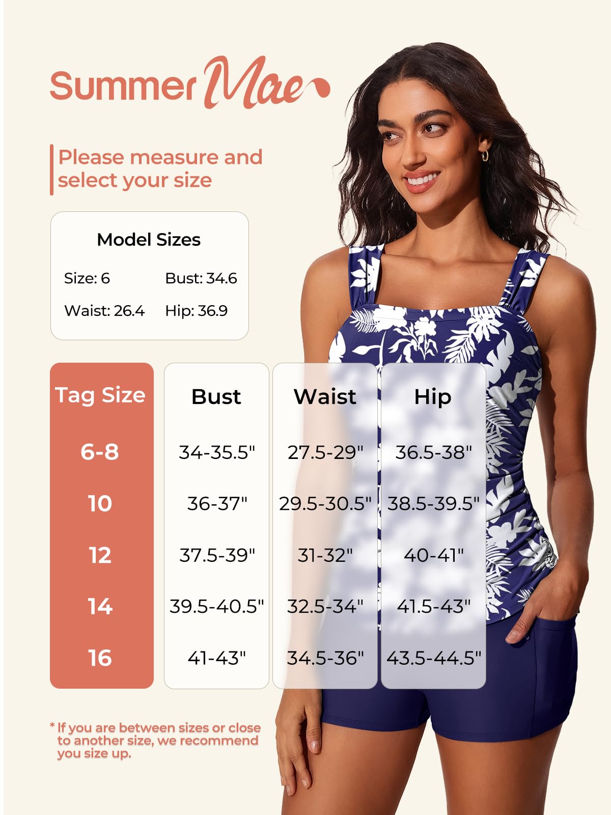 Summer Mae Womens Tankini Swimsuits Ruched Tummy Control Bathing Suits Two Piece Swimwear with Sporty Shorts 2025 Blue and White Floral Size 12