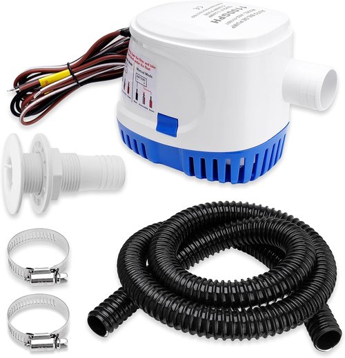 **1100 GPH Automatic Boat Bilge Pump - 12V Plumbing Kit with Hose & Fittings for Fishing & Yachts**