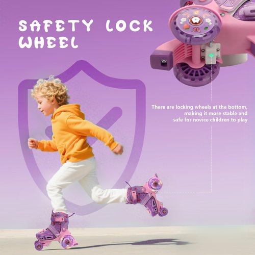 LKD Adjustable Kids Roller Skates for Boys Girls,Beginner Quad Skates,Indoor Outdoor Sports for Ages 3-5 5-8