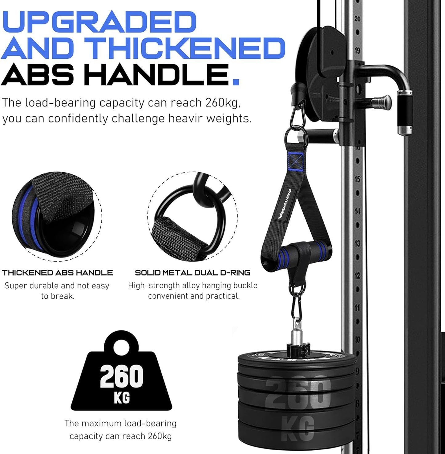 RENRANRING Gym Exercise Handles - Replacement Attachments for Cable Machines & Resistance Bands | Durable Workout Accessories