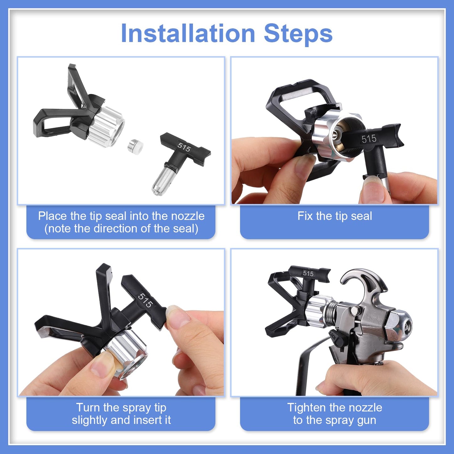 Gyfent Spray Tips, 6Pcs Airless Paint Sprayer Tips Reversible Spray Tips for Airless Paint Sprayer Machine Spray Paint Nozzles for Airless Paint Spray Guns House Painting DIY (211 313 415 515 517 623)