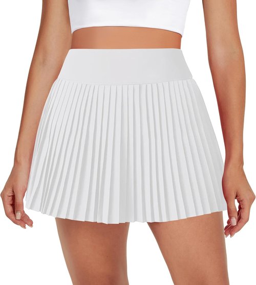 DLOODA Women's Pleated Tennis Skirts - High Waisted Athletic Skorts with Pocket | Lightweight Golf Skirt