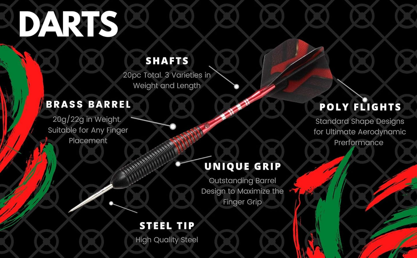 Skiennix 6pc Steel Tip Darts Set - Professional Quality Darts with Accessories for Dartboard