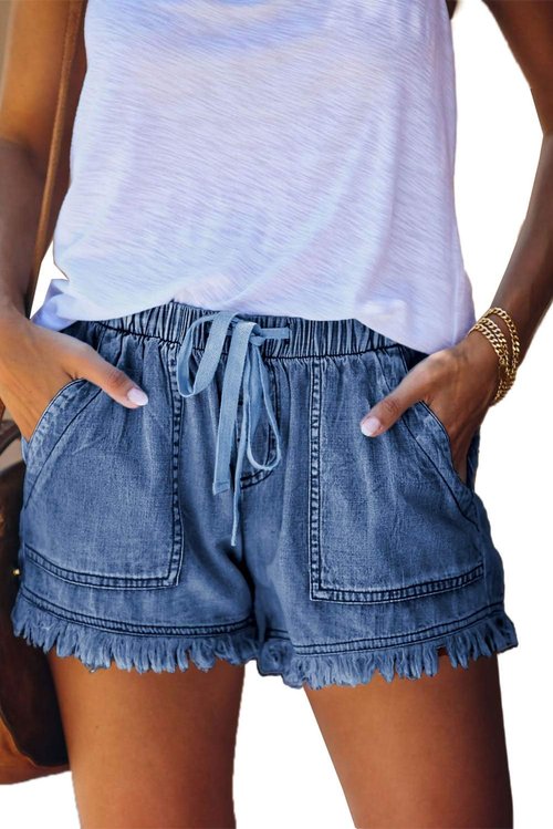 HVEPUO Women's Casual Summer Shorts - Elastic High Waisted Design with Pockets | Comfortable Fit