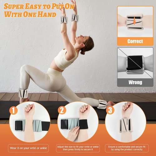 BECOJADDE Ankle Weights - Adjustable Set of 2 (1 lb/2 lb/3 lb) for Pilates, Running & Yoga