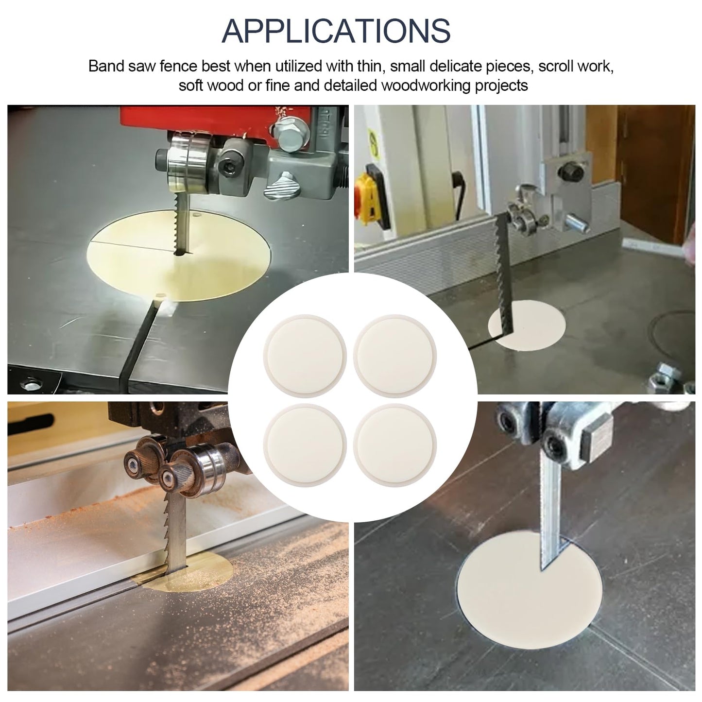 Zero Clearance Band Saw Table Insert Fit for Most Delta Bandsaw,Shopsmith and Many Other Brands,Bandsaw Stabilizer - Eliminate Tearout,Enhance Safety & Precision-4PACK