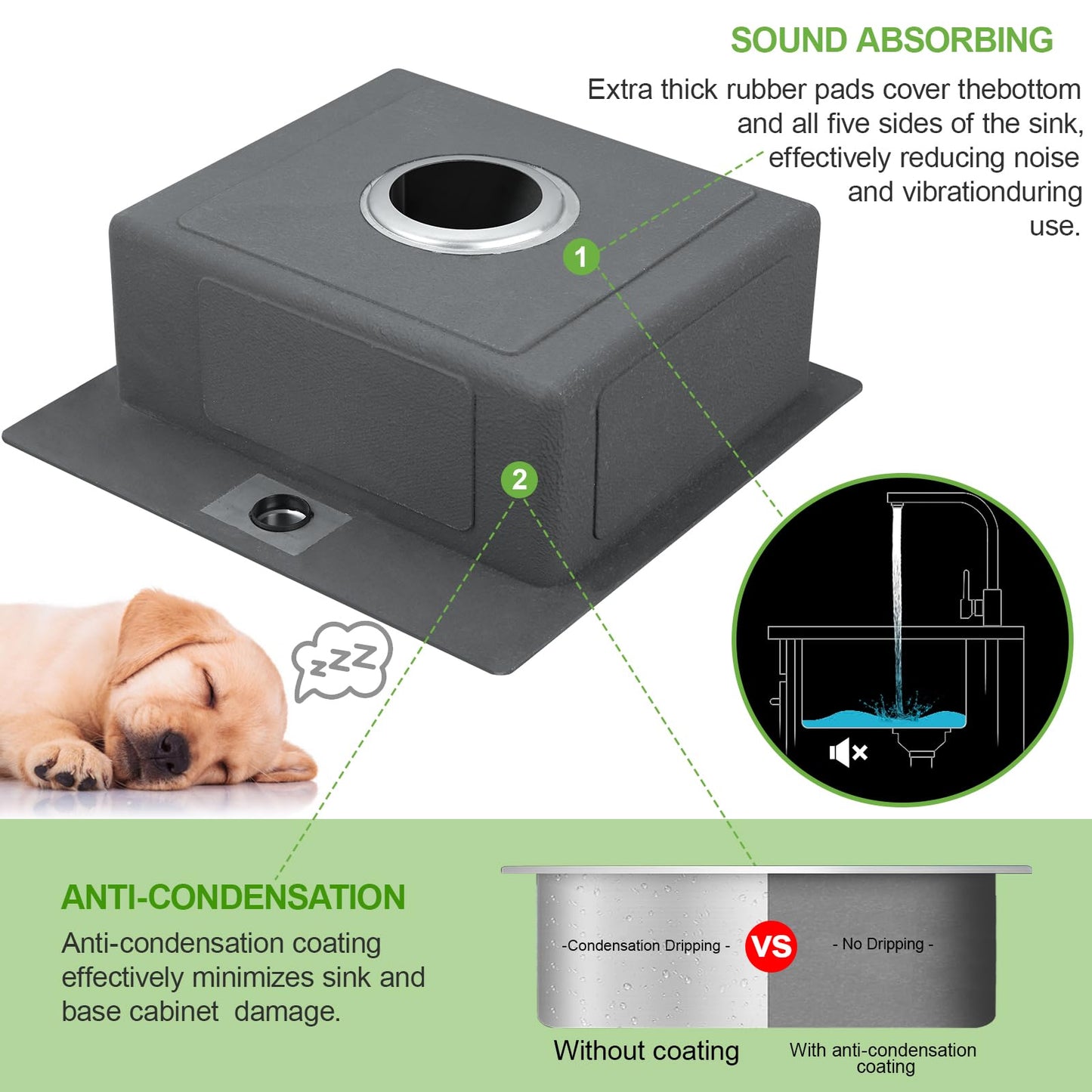 LBTBDBN 15x15 inch Small Kitchen Sink - Drop In Bar Sink for RV, Wet Bar & Compact Spaces, Brushed Stainless Steel 18 Gauge Topmount Single Bowl Utility Sink