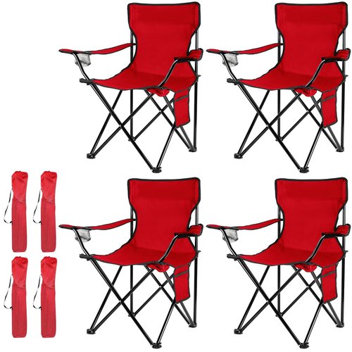 Damei century 4Pack Folding Camping Chairs-Lightweight, Installation-Free, Portable Chair for Beach, Lawn, Outdoor Sports, Red