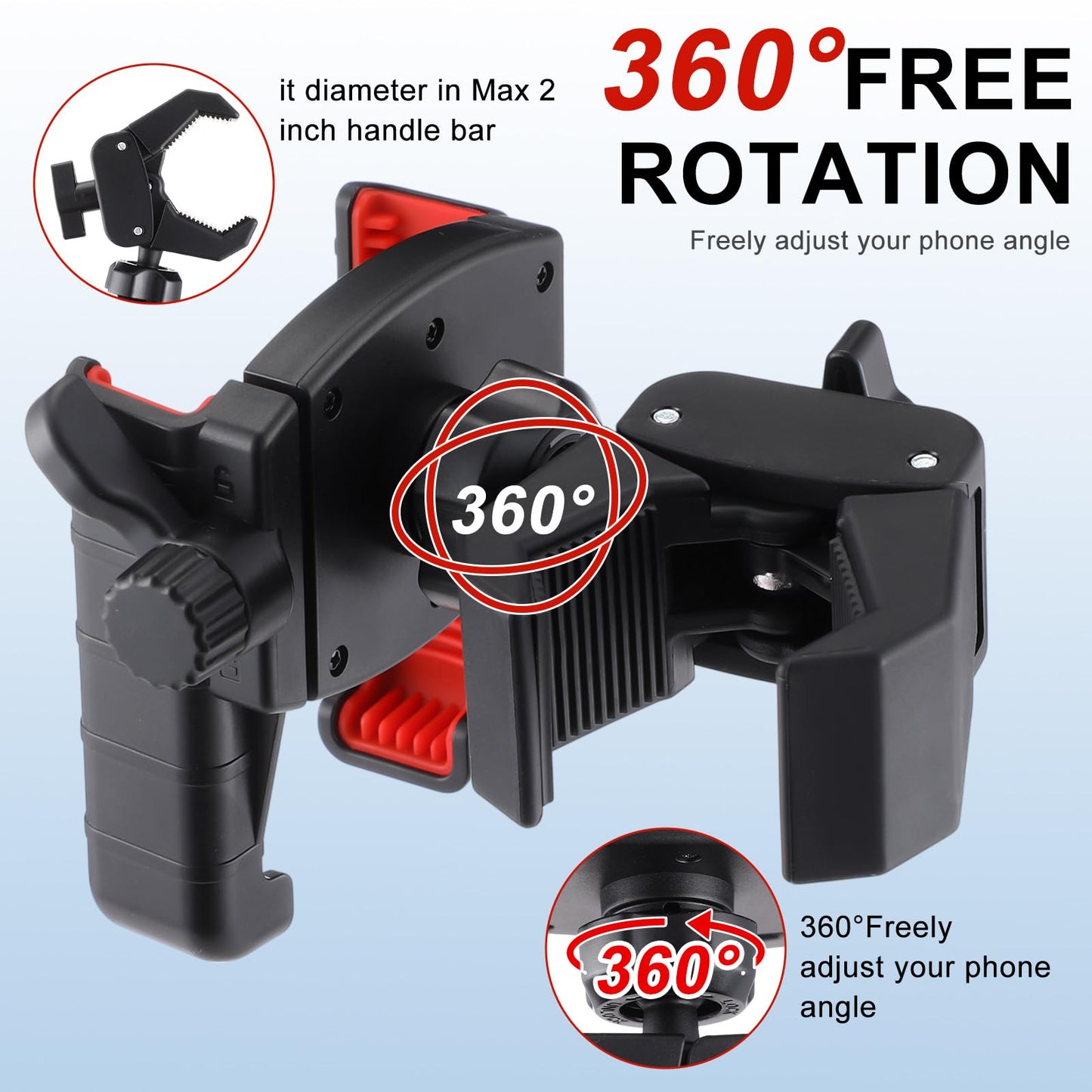 Relaxweex 2 Pcs Golf Cart Phone Mount Holder Compatible with All 4.7-7.2" Cell Phones Golf Cart Accessories Essentials Gift, 3s Install, 1s Lock & Release(Red)