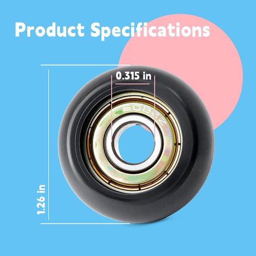 GLOXTED 4Pcs Replacement Roller Wheels Compatible with Aero Pilates Reformer Machines Part Easy to Install, Smooth and Quiet Glide, Black
