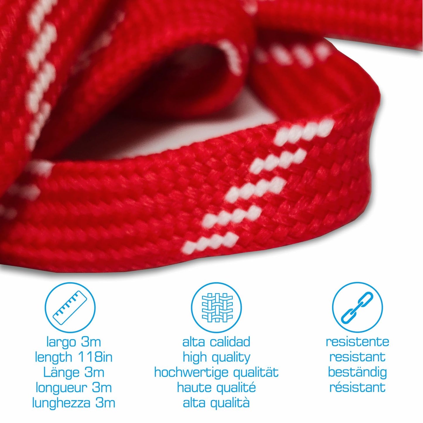 ETISPORT Pair of professional flat laces, for hockey, ice boots, line on wheels. Resistant. Length 3 m - 118in each. (Neon Yellow)