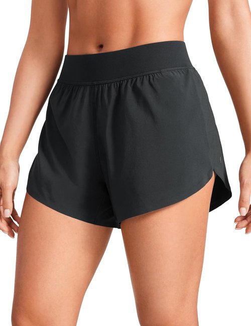 CRZ YOGA Mid Waisted Running Shorts for Women - Comfy Mesh Liner, Quick Dry, 4" Length