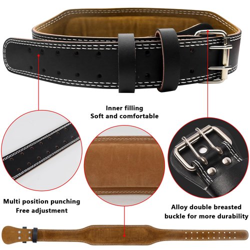 Leather Weight Lifting Belts for Men, Gym Belt for Weight Lifting, Lower Waist Back Support for Powerlifting Weightlifting Heavy Duty Workout Strength Training Bodybuilding Cross Training Dip
