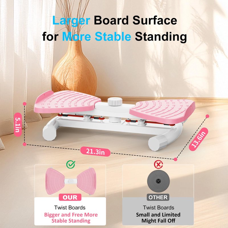 Zieuyend Waist Twister Machine Exercise Fitness Tool - 300 lbs Capacity Exercise Ab Twist Board with Resistance Bands, Core Trainer Belly Fat Burner, Noiseless Waist Sculptor with Foot Massage for Home Gym (Red)