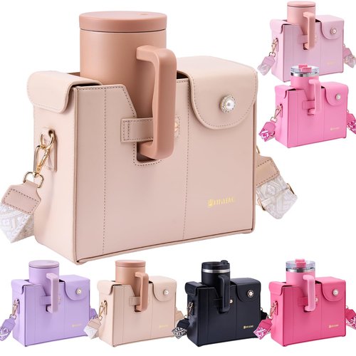 kitylemo water bottle Purse Cup Holder Bag, Purse with Water Bottle Pocket, Bag for Tumbler, Portable Crossbody Cup Carrier
