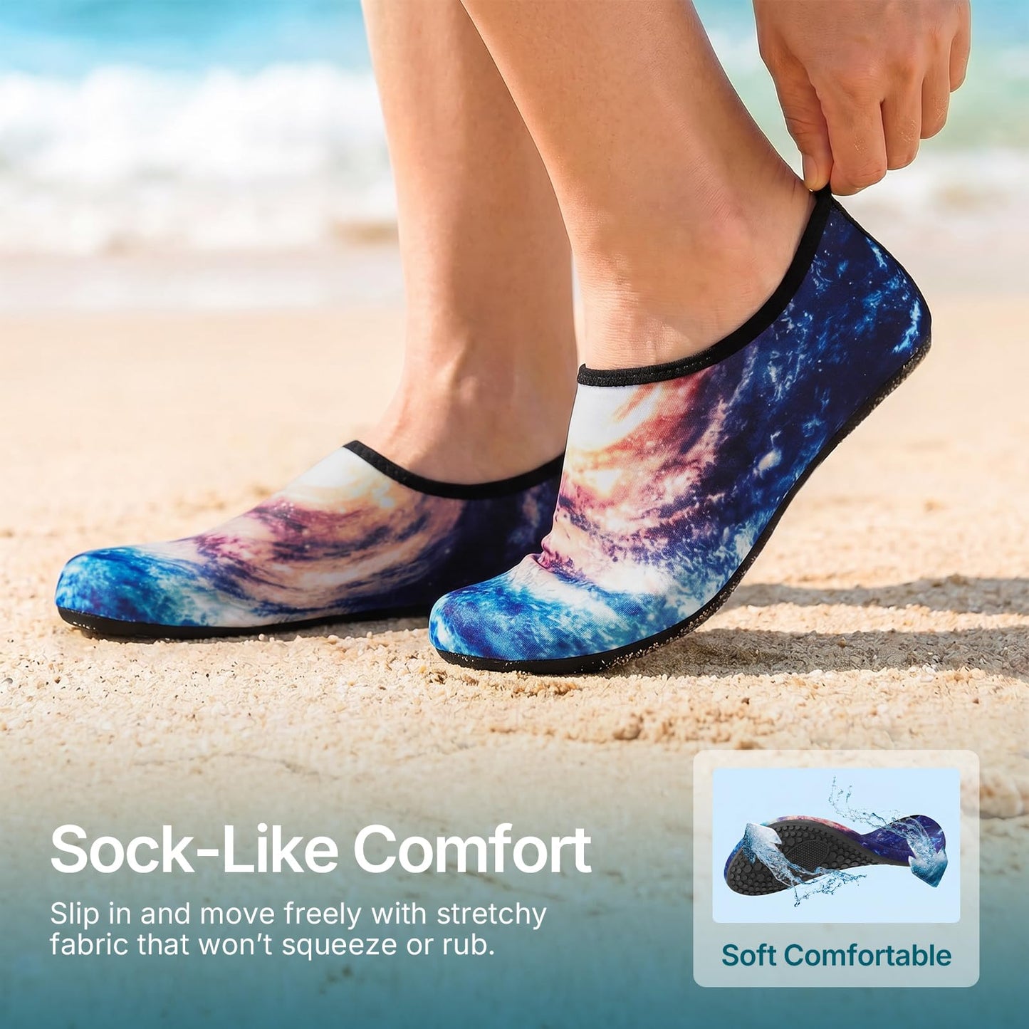 Water Shoes for Women Men Quick-Dry Aqua Socks Swim Beach Barefoot Yoga Exercise Wear Sport Accessories Pool Camping Must Haves Adult Youth Size 8.5-9.5Women/7.5-8.5Men