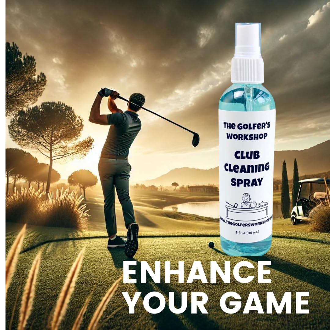 The Golfer's Workshop Golf Club Cleaner – 4oz Portable Spray Bottle | Deep Clean for Clubs, Balls & Grips | Golf Accessory
