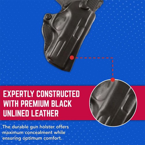 DeSantis Mini Scabbard OWB Holster - Leather Holster, Right Hand Holster, Adjustable Scabbard for Pistols, Compatible with the SIG Sauer P938, Springfield 911 9mm - Right Hand Draw, Black
