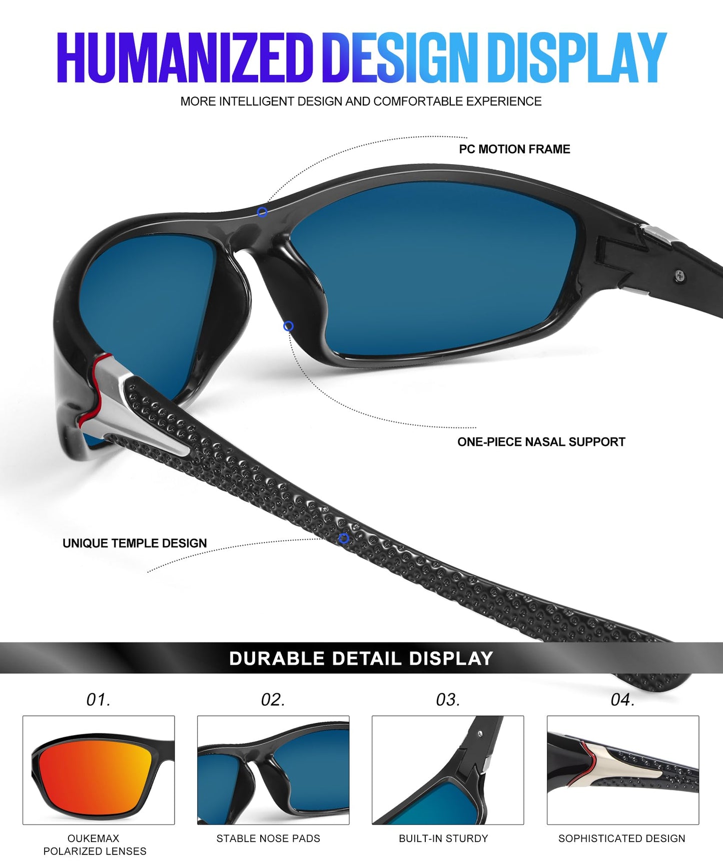 OUKEMAX Polarized Sunglasses-Men Sports Sunglass: Mens Sunglasses Polarized Running Sun Glasses Driving Fishing 3 Packs