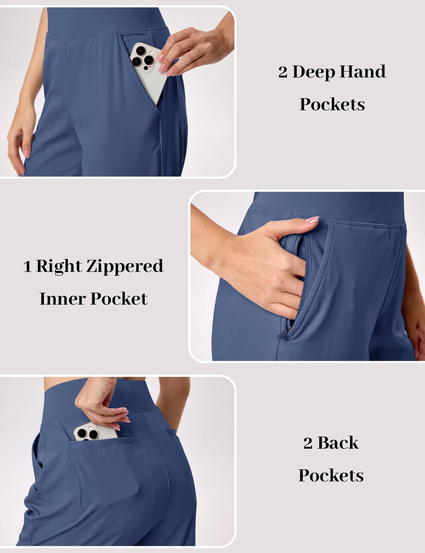 MAGCOMSEN Women's Work Pants Stretch Ankle Dress Casual Slack Lightweight High Waisted Golf Capris Summer Pants Blue, L