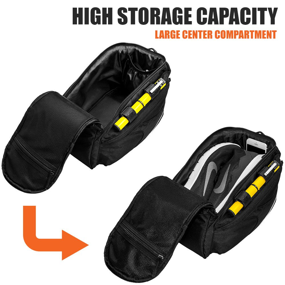 BV Bike Bag - Rear Bike Saddle Bag with Secure Velcro Mount & Shoulder Strap - Pump Holder, Bottle Pocket & Reflective Trim - Ideal for Work, Commute & Everyday Cycling - Bike Bags for Bicycles