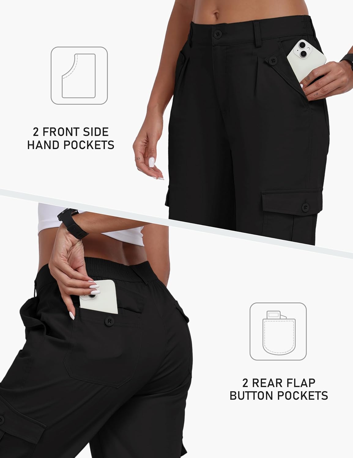 MoFiz Women's Cargo Capris - Lightweight Cotton Hiking Pants with 6 Pockets | Summer Travel Essentials