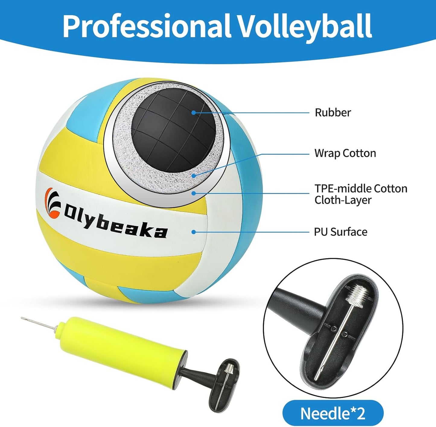 Skiennix Portable Outdoor Volleyball Net Set - Adjustable Poles, Soft PU Volleyball & Pump, Carry Bag