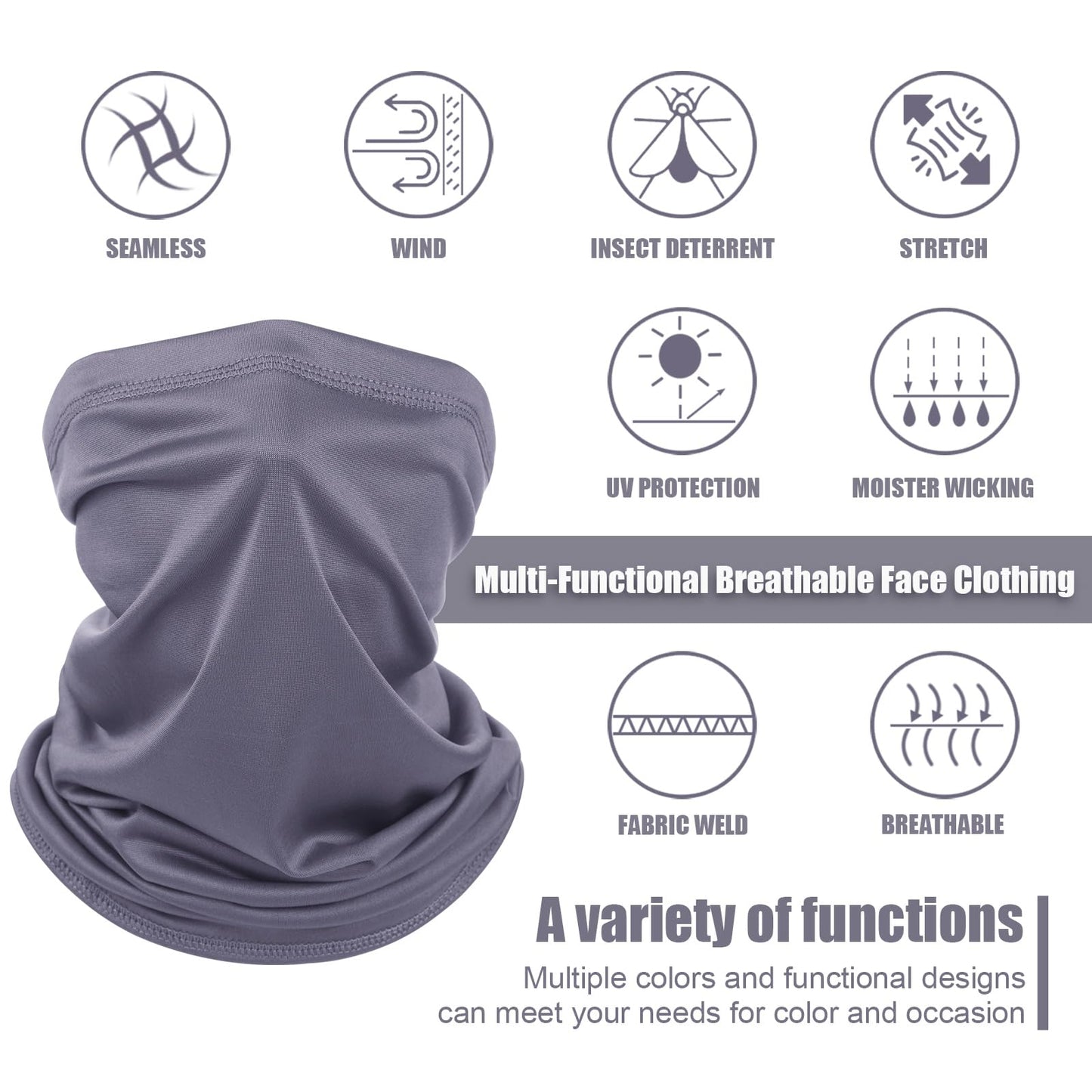 Geyoga 6 Pieces Summer UV Protection Cooling Neck Gaiter Face Clothing Neck Gaiter Mask Scarf Sunscreen Breathable Bandana (Earth Tones)