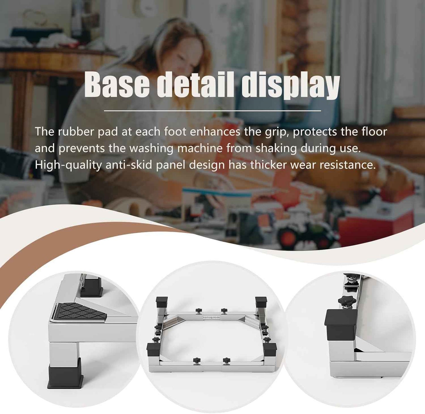 Heavy Duty Stainless Steel Mini Fridge & Washer Dryer Stand with 4 Strong Feet - Universal Appliance Base (Large)