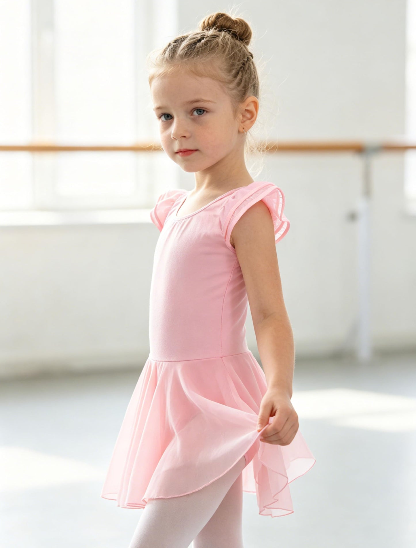 MdnMd Ballet Leotards for Girls Toddler Dance Ballerina Leotard Outfit with Skirt Dresses Tutu (Ballet Pink/Age 2-4T)