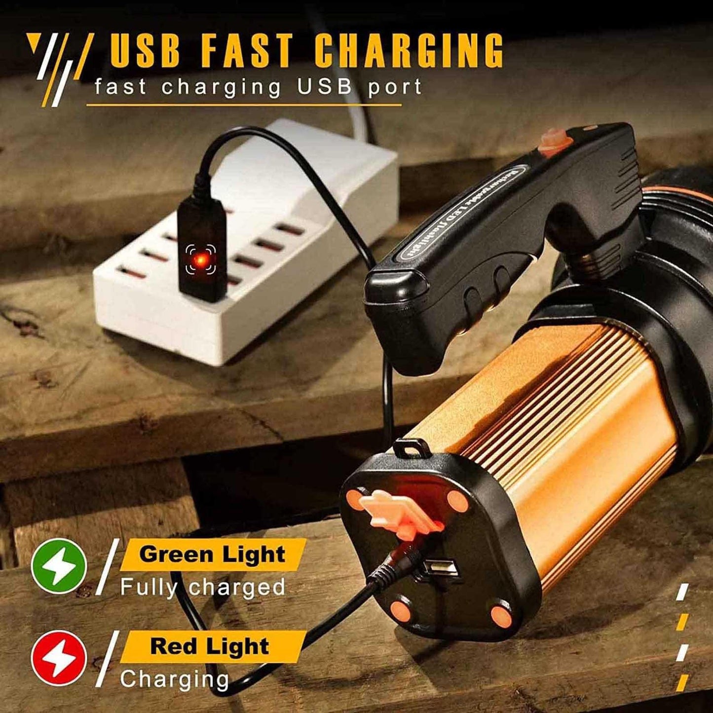 CSNDICE 100000LM High Lumens Rechargeable Spotlight Flashlight - 1600FT+ Long Beam Flashlight, IPX5 Waterproof Searchlight, 20H Standby, USB Power Bank, Shoulder Strap for Camping, Hiking, Emergency