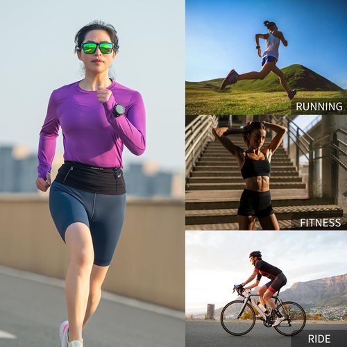 Running Belt for Men Women with 250ml Water Bottle, Lightweight Reflective Waist Pack for Running, Hiking, Training - M