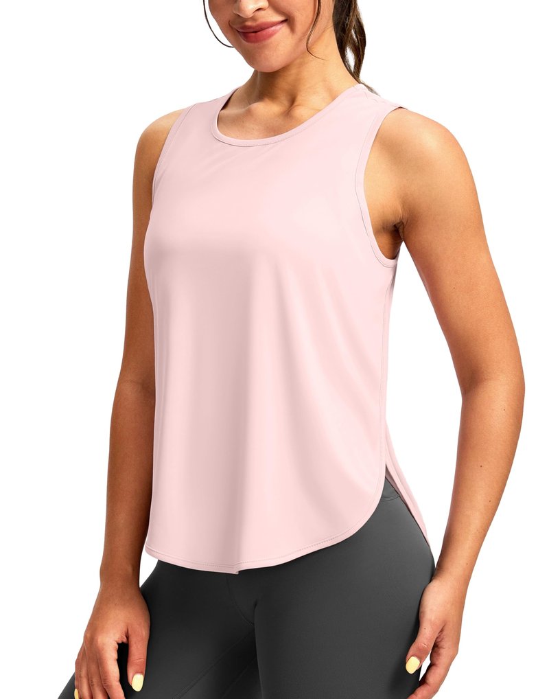 Soothfeel Women's Workout Tank Tops Racerback Sleeveless Running Tennis Shirt Loose Fit Sports Gym Exercise Yoga Athletic Top (Cornus Pink, M)