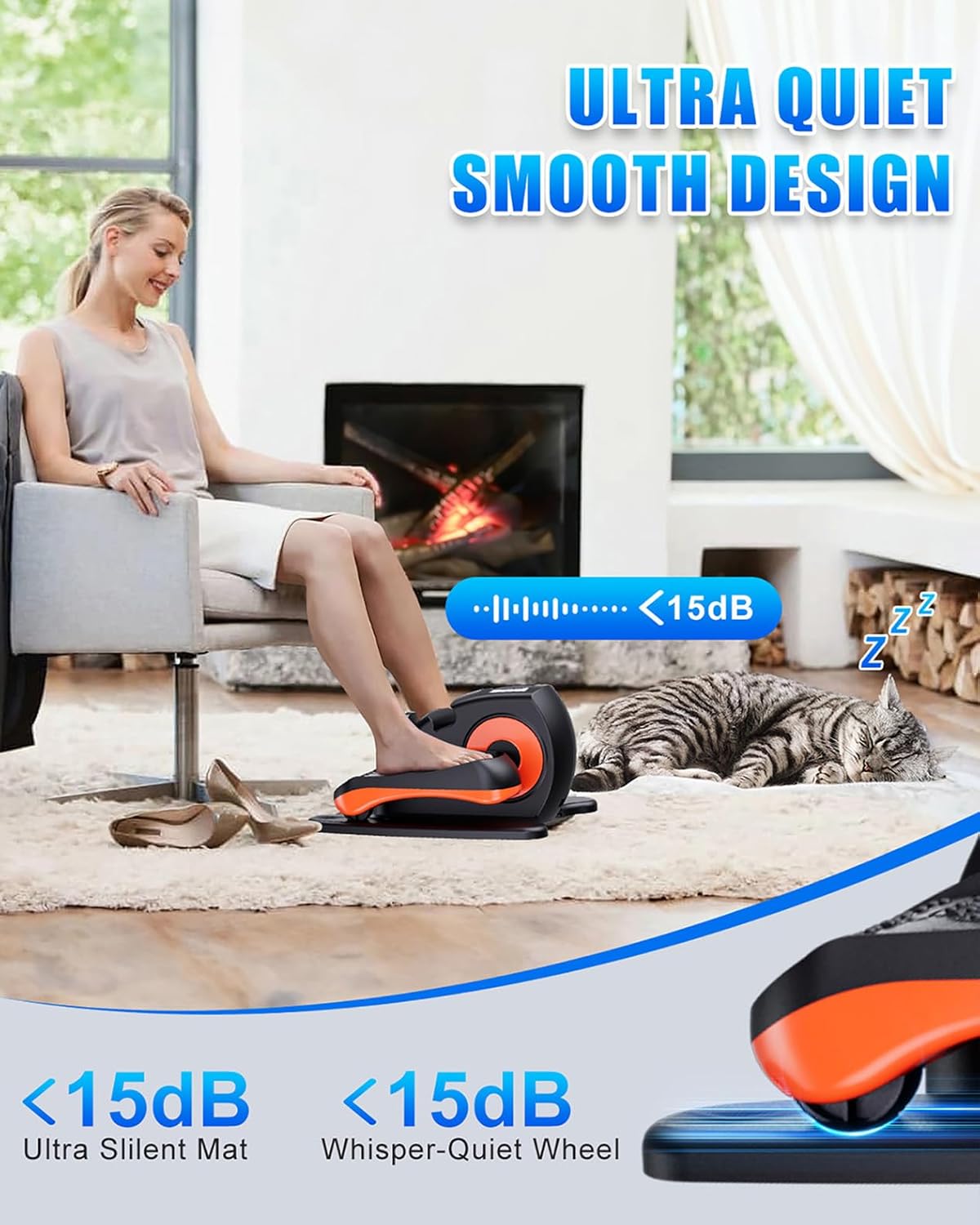 Putnen Under Desk Elliptical Machine - Portable Electric Leg Exerciser for Seniors | 12 Adjustable Levels, Quiet Operation
