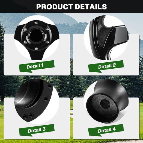 VOONKE Golf Cart Steering Wheel and Golf Adapter for Club Car DS Golf Carts Bundle-(5156BLACK)