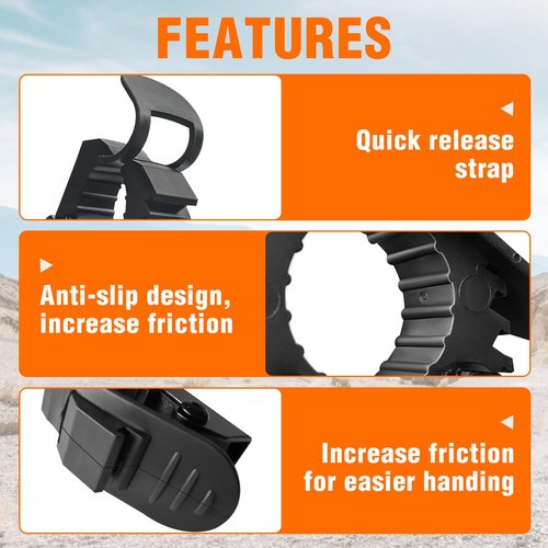 LUBELE Molle Panel Shovel Mount for Truck Bed, Quick Release Rubber Clamp Kit for 29-36mm Diameter Shovel Axe Flashlight Tool Holder for Off-Road Vehicles Trucks UTV ATV Roof Rack Organization 1 Pair