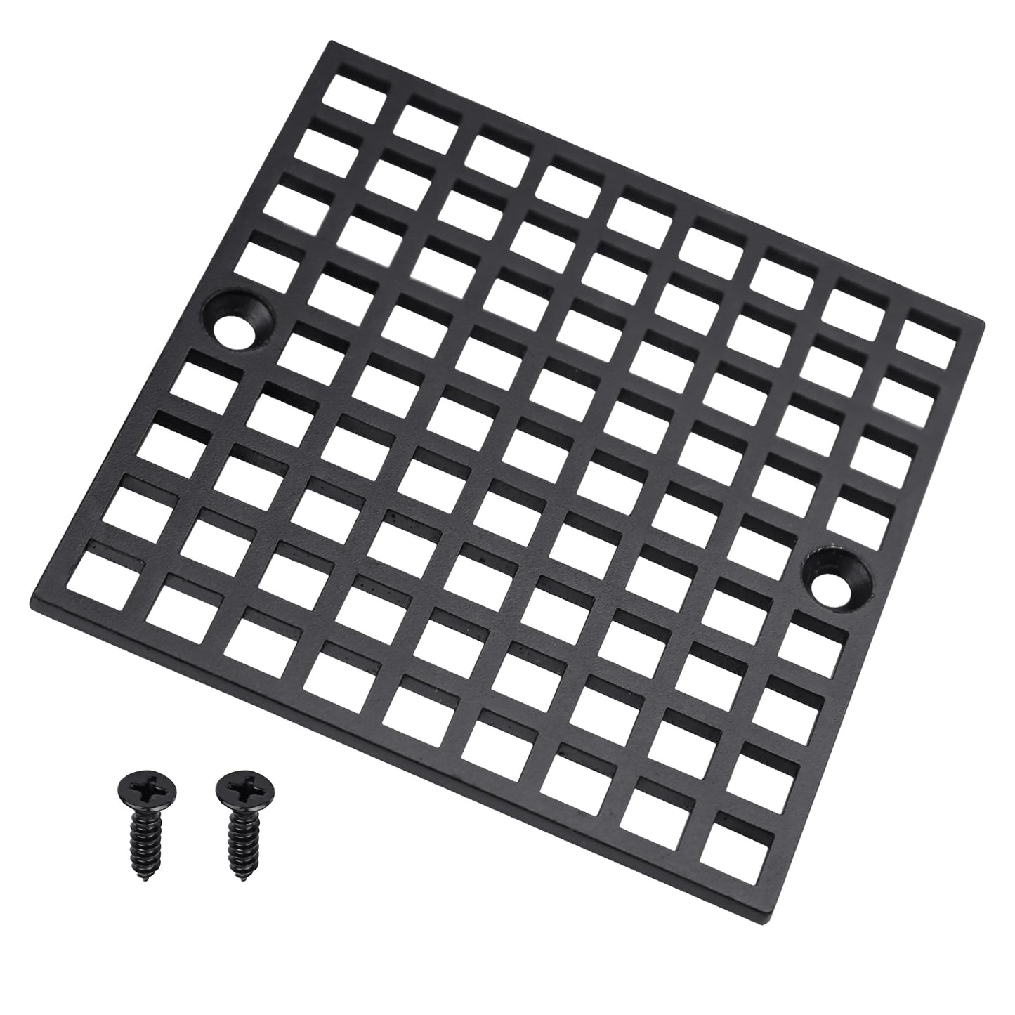 4" Matte Black Shower Drain Cover, 304 Stainless Steel Square Floor Drain Cover Replacement, Drain Strainer and Hair Catcher for Showers, Bathrooms, and Sinks