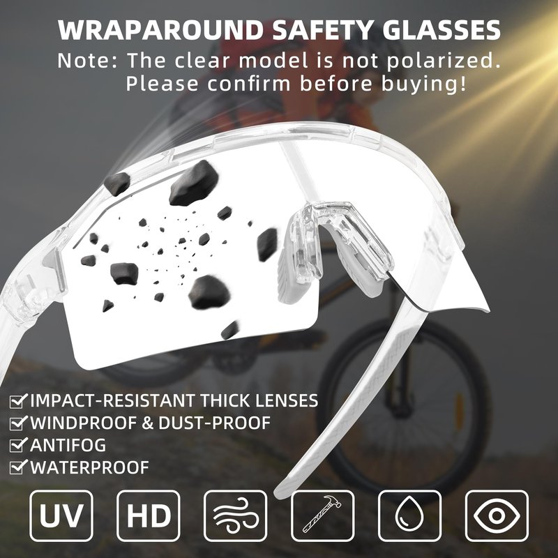 Sunbowglint Sports Safety Glasses for Men Women Unbreakable TR90 Frame Clear Goggles Baseball Cycling Fishing Glasses